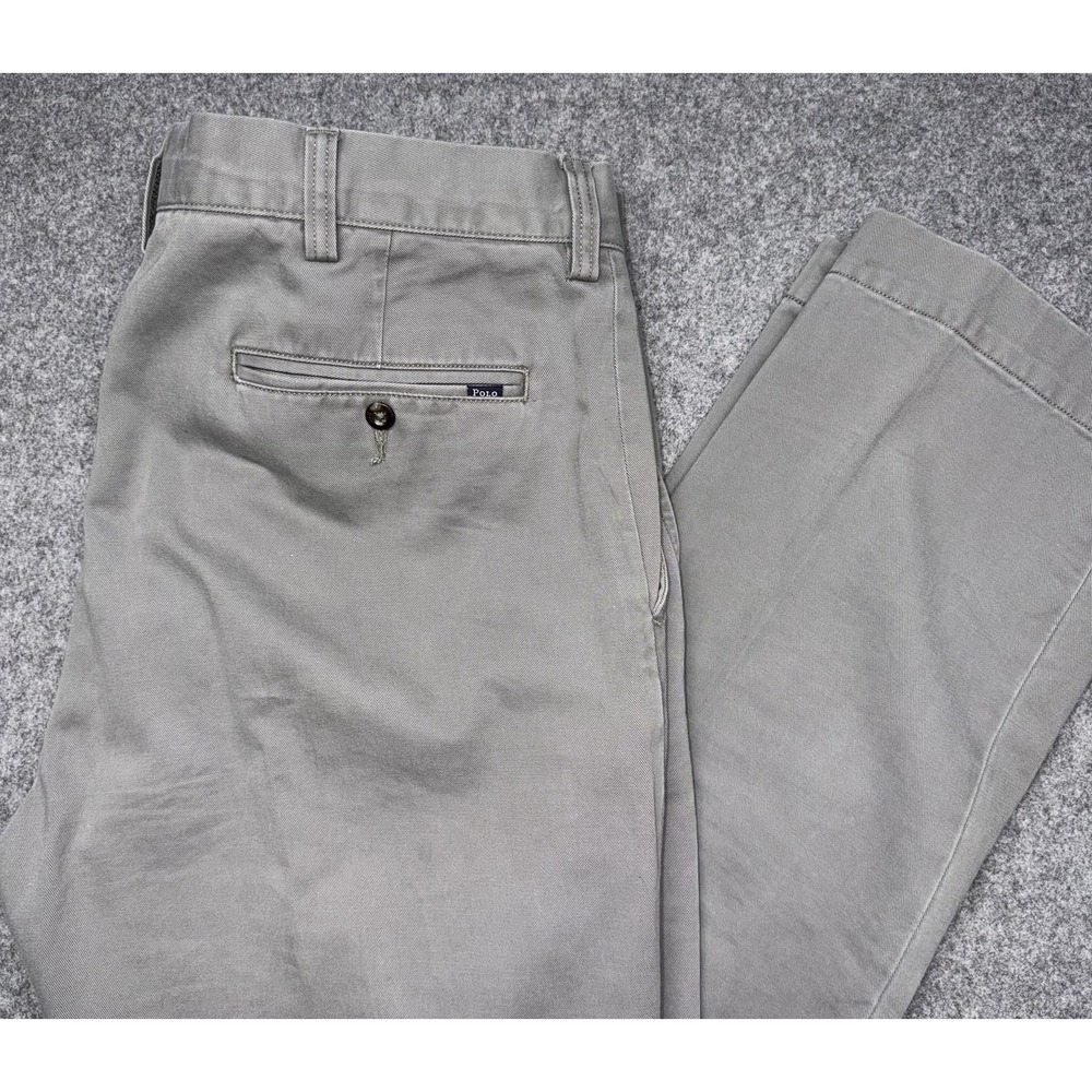 Polo Ralph Lauren Chino Pants Mens 34x32 Gray Classic Fit Cotton Casual Preppy